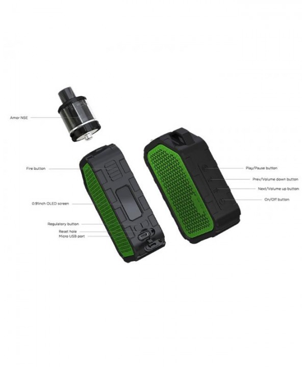 Wismec Active 80W Music Waterproof Vape Kit With Amor NSE Tank